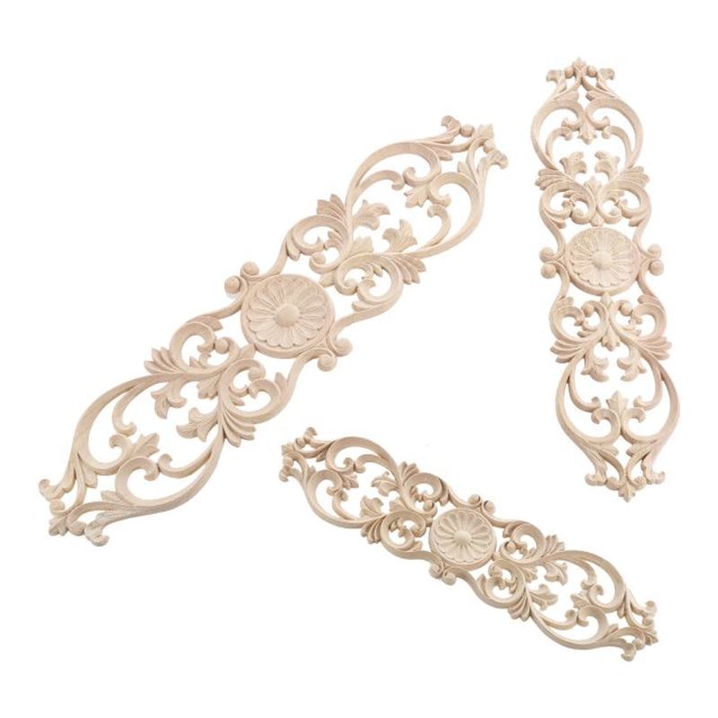 Wood Oak Flower Onlay Decal Corner Applique for Home Furnitu