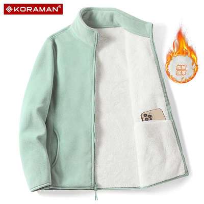 户外抓绒衣女秋冬冲锋衣内胆加绒加厚羊羔绒保暖卫衣摇粒绒男外套