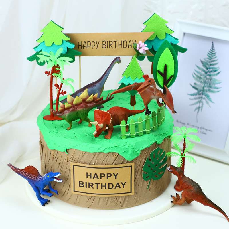 Birthday cake decoration baking plug-in dinosaur ornaments g