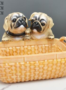 极速客厅仿真可爱狗杂物钥匙遥控树脂摆件收纳盒客厅玄关鞋柜简约