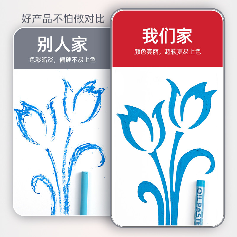 极速油画棒套装生日六一儿童礼物72色木盒diy画软性蜡笔白色不脏