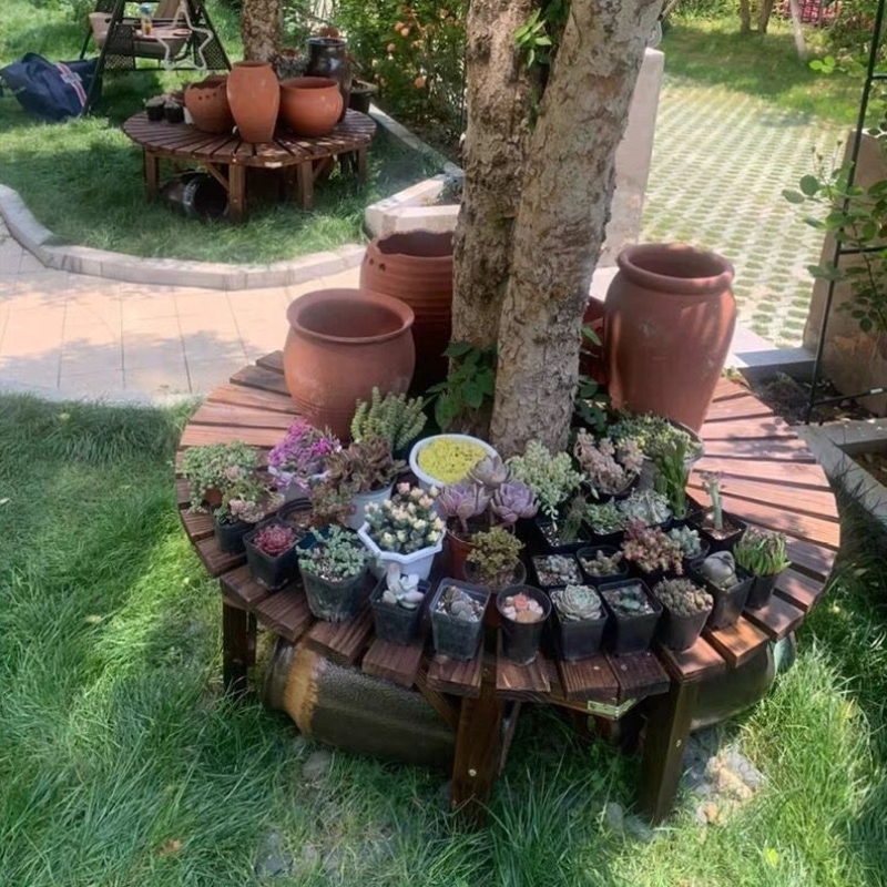 碳化防腐木花架子室外实木质落地花架户外多层阳台客厅多肉花盆架