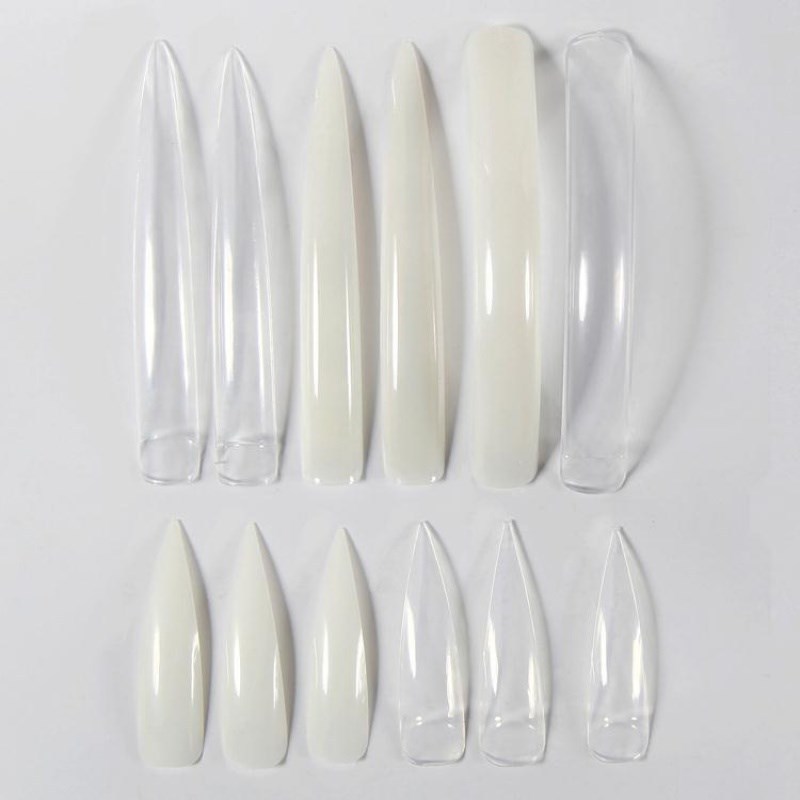 网红款超长尖杏仁形款式练习甲片透明色单号打版甲片时尚指甲