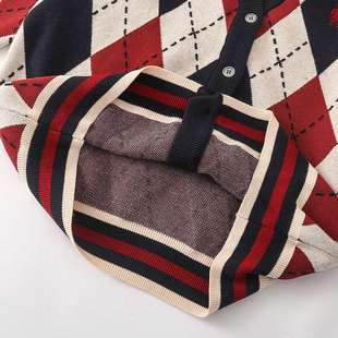 Parent-child sweater fall/winter cardigan round neck diamond