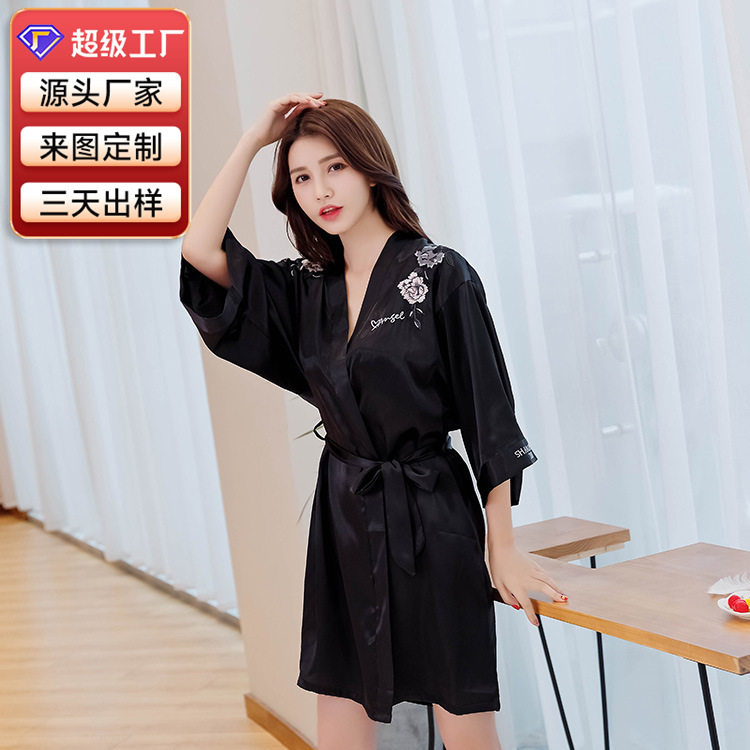 睡衣女夏季韩版清新女士新品手工睡袍/浴袍