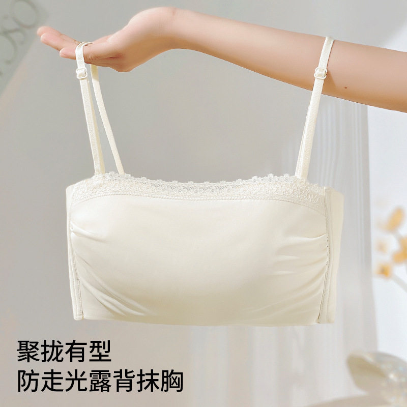 细肩带抹胸吊带内衣女防走光小胸聚拢显大美背夏薄款文胸2025新款