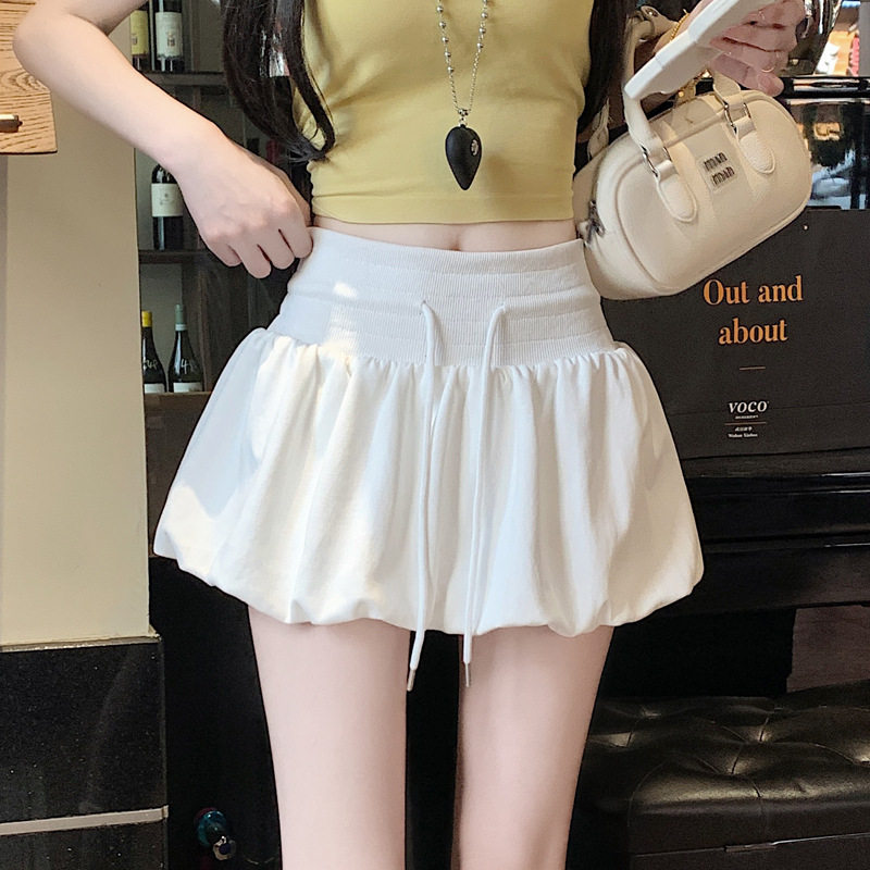 纯色花苞裙女秋季2025新款高腰显瘦蓬蓬半身裙甜酷辣妹灯笼短裙夏