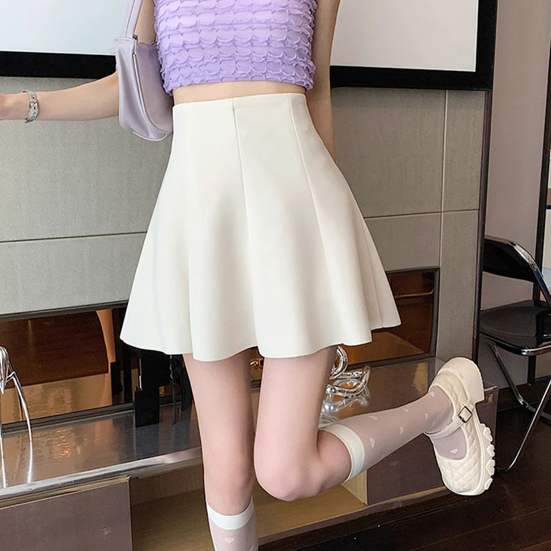 半身裙女2024春季新款小个子学院风高腰显瘦包臀裙a字百褶蓬蓬裙
