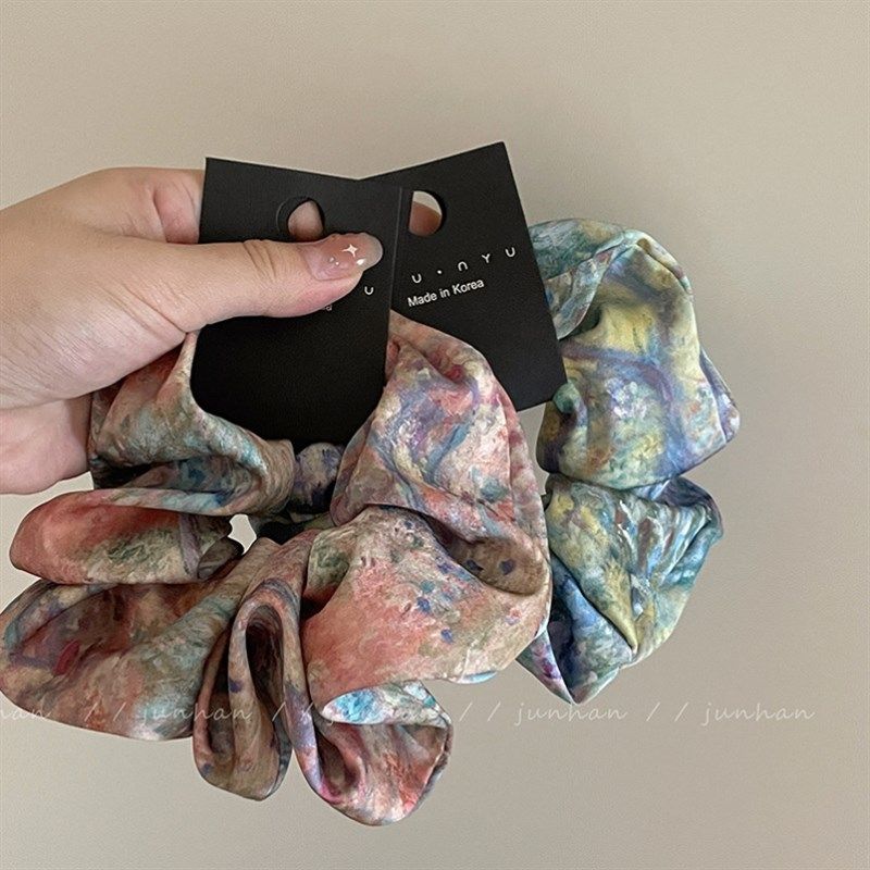 油画系列~法式渐层油画大肠发圈女高级感晕染扎头发皮筋马尾发圈,户外/登山/野营/旅行用品,旅行发卡,淘宝优惠券,粉丝福利购,淘宝优惠卷