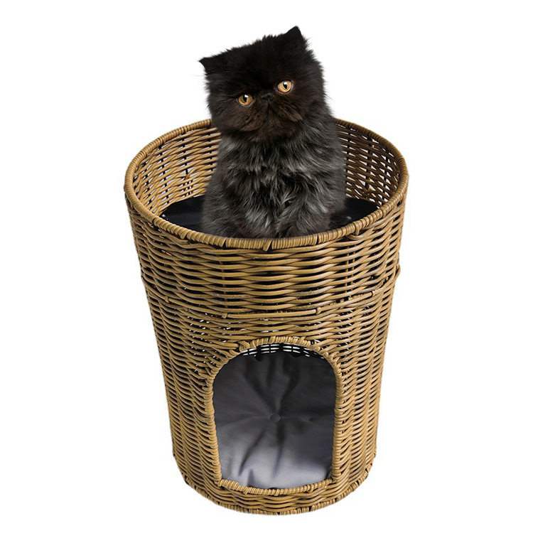 藤编猫窝四季通用全封闭式猫窝夏季凉窝猫别墅猫屋猫笼猫舍猫咪窝