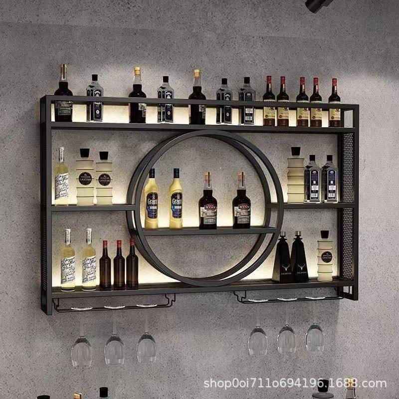 吧台铁艺酒柜墙上壁挂式酒架酒柜家用小型客厅酒吧餐厅悬浮挂壁柜