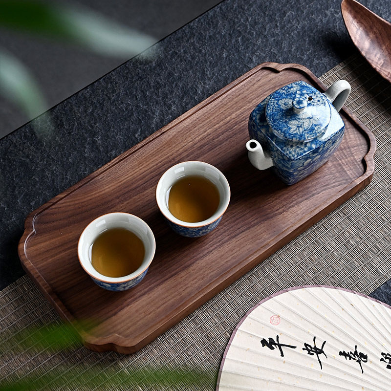 胡桃木茶托盘实木长方形家用干果点心盘日式木壶承干泡茶盘餐碟盘