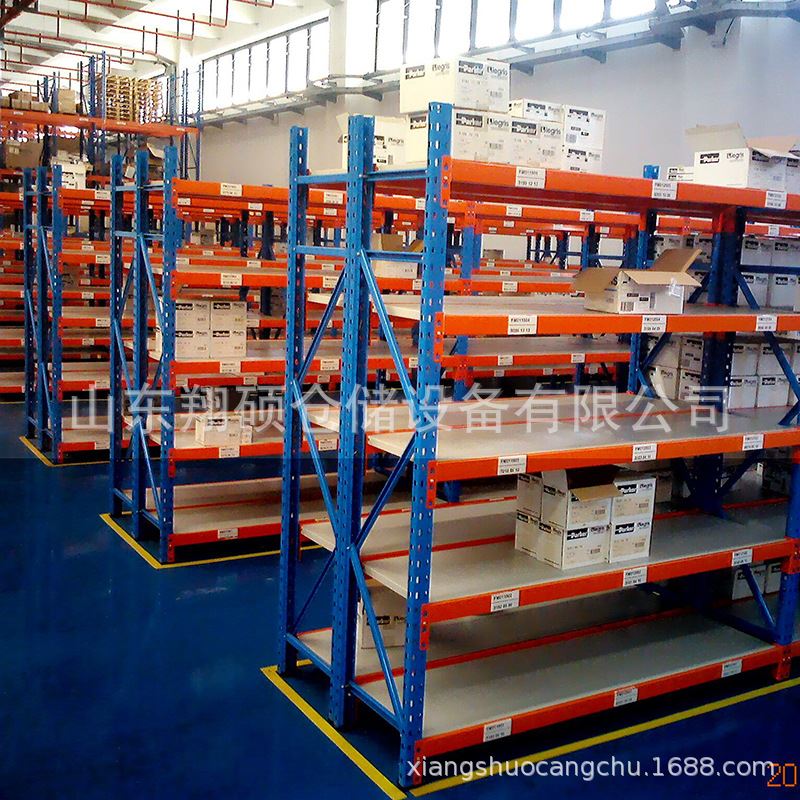 中型货架  济宁翔硕 多层仓储货架   主副架连接 超市货架