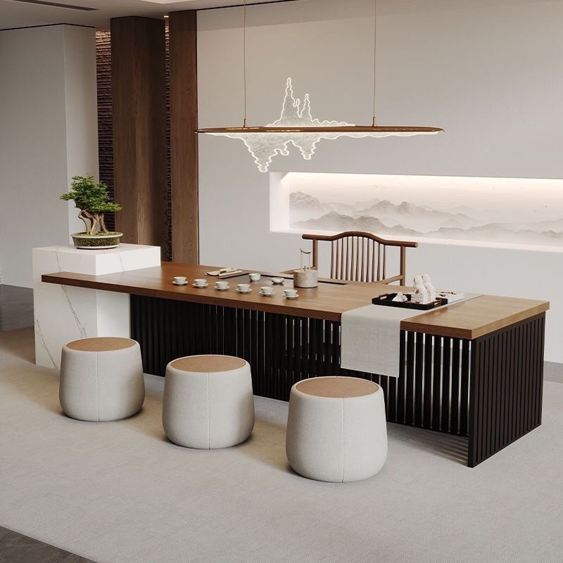 实木岛台茶桌大板泡茶桌椅组合简约轻奢茶台办公室中式家用茶几