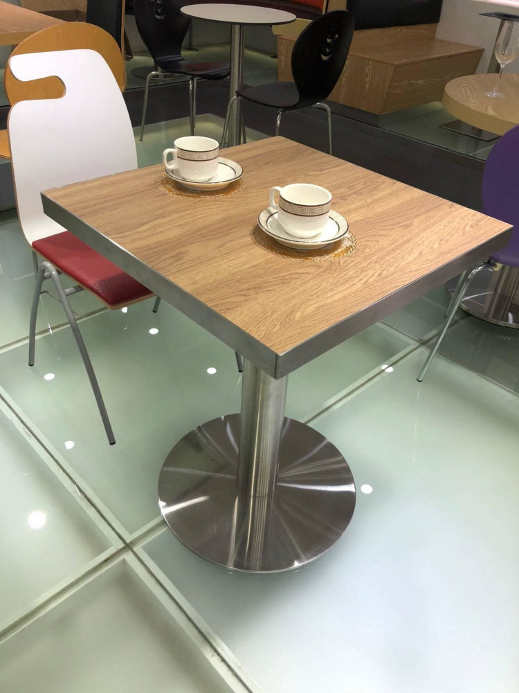工厂批发酒店餐桌茶餐厅咖啡店小方桌不锈钢包边