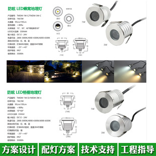 户外迷你LED地埋灯1W防眩埋地灯35大3W公园庭院景观灯3000K装饰灯