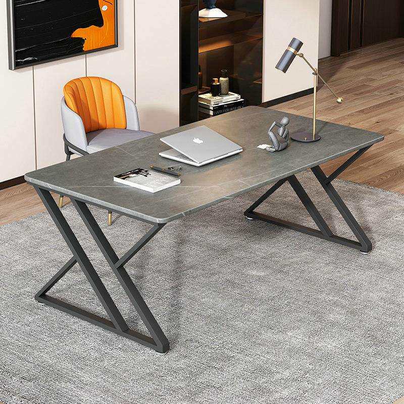 轻奢岩板书桌椅子简约现代双人电脑桌卧室学生家用桌子简易办公桌