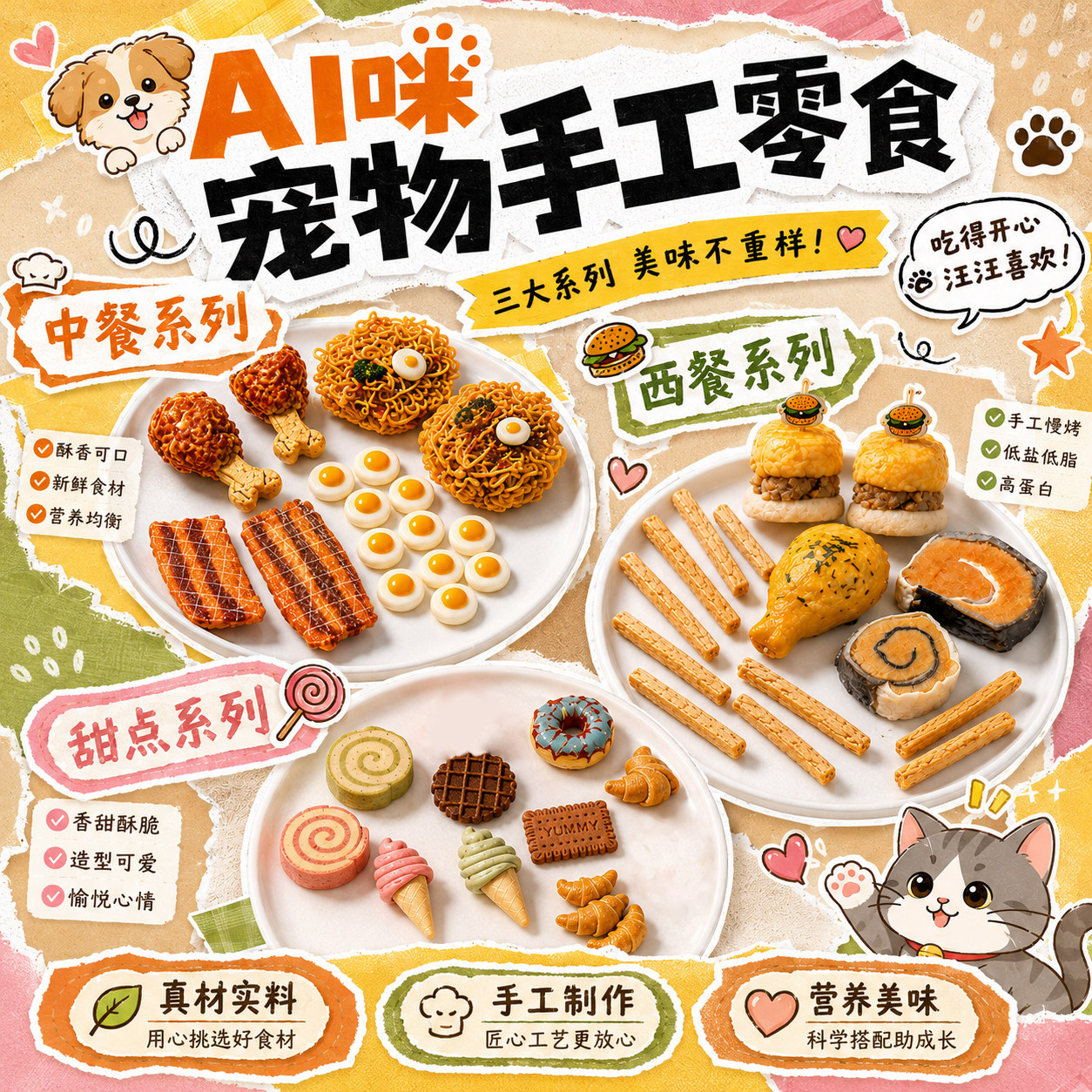 AI咪狗狗猫咪宠物零食大礼包鸡鸭肉干手工制作大中小型幼犬磨牙棒