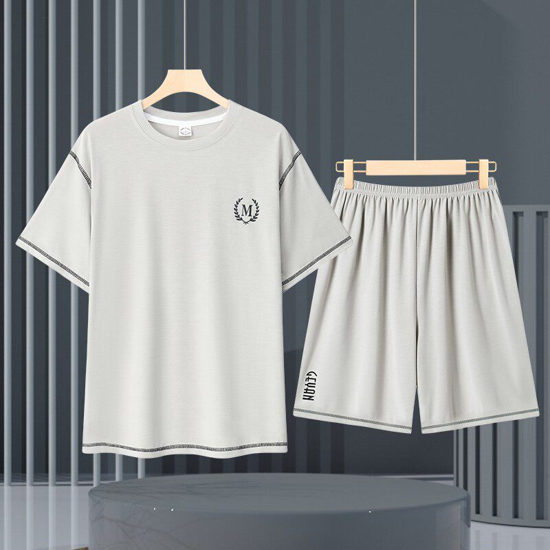 夏天莫代尔男士睡衣男款夏季凉感宽松薄款透气可外穿家居服套装男