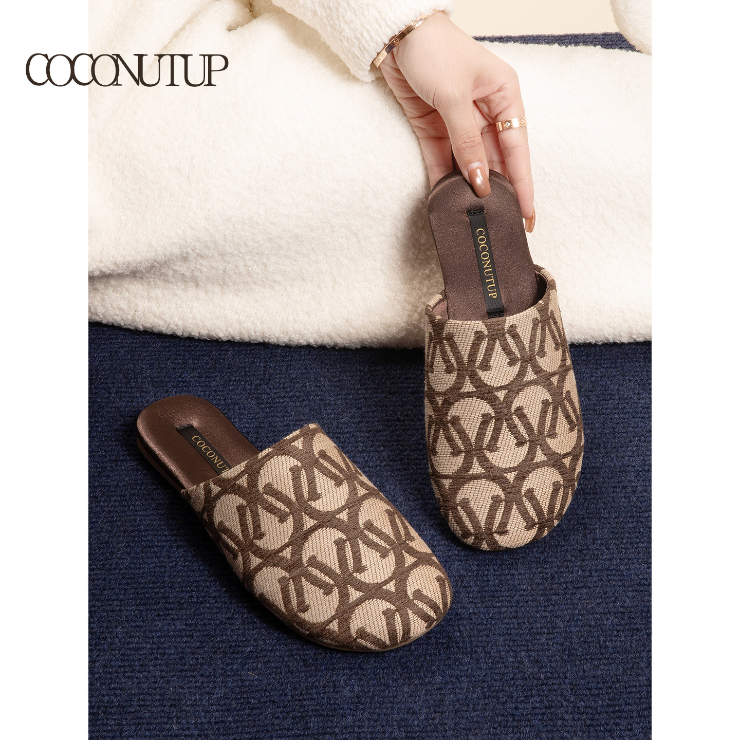 2026新款包头复古轻奢经典老花勃肯拖鞋家居室内防滑静音四季情侣,居家布艺,居家棉拖/棉鞋,淘宝优惠券,粉丝福利购,淘宝优惠卷