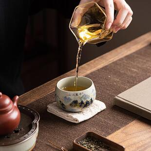 哥窑功夫茶杯主人杯品茗杯单杯家用个人杯陶瓷小茶杯专属LOGO