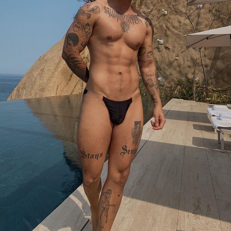 ADANNU男士三角裤透明带低腰性感舒适透气运动健身提臀U凸男内裤