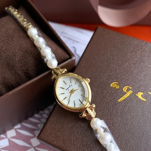 日本agete天然珍珠表链手表女士小众轻奢复古优雅气质中古腕表