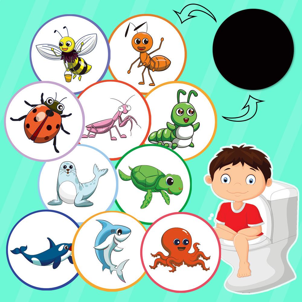 现货热销款感温贴卡通感温变色贴纸儿童小便坐便器感温变色贴纸