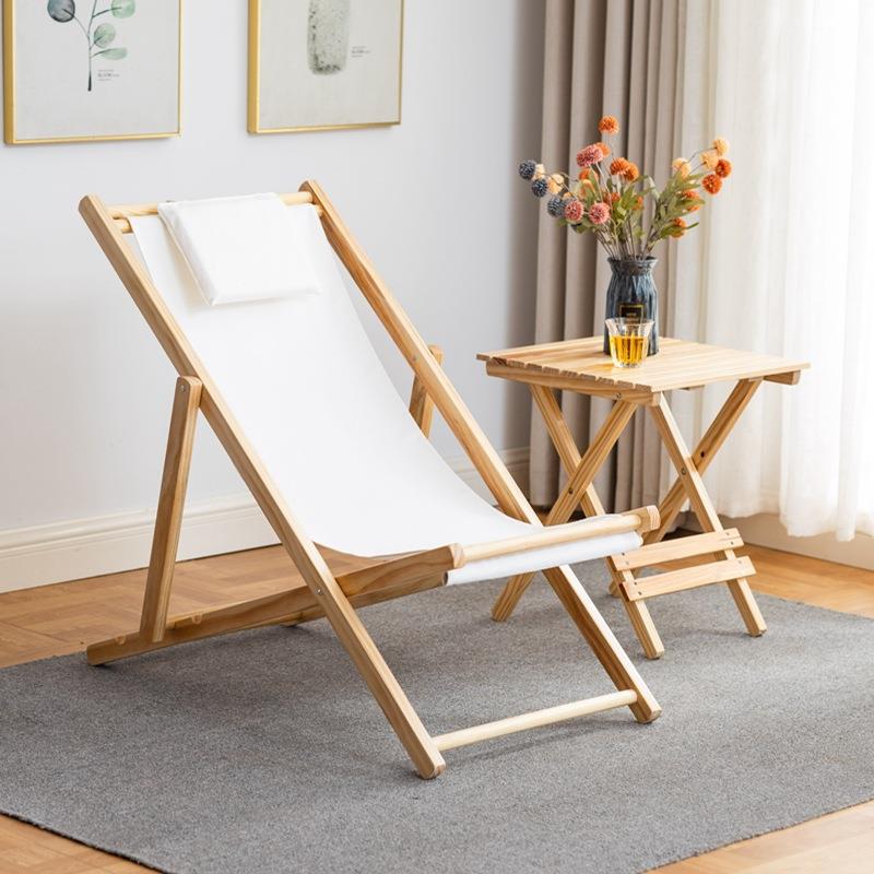 厂家户外沙滩椅实木折叠休闲椅成人椅午休椅躺椅帆布椅阳台椅