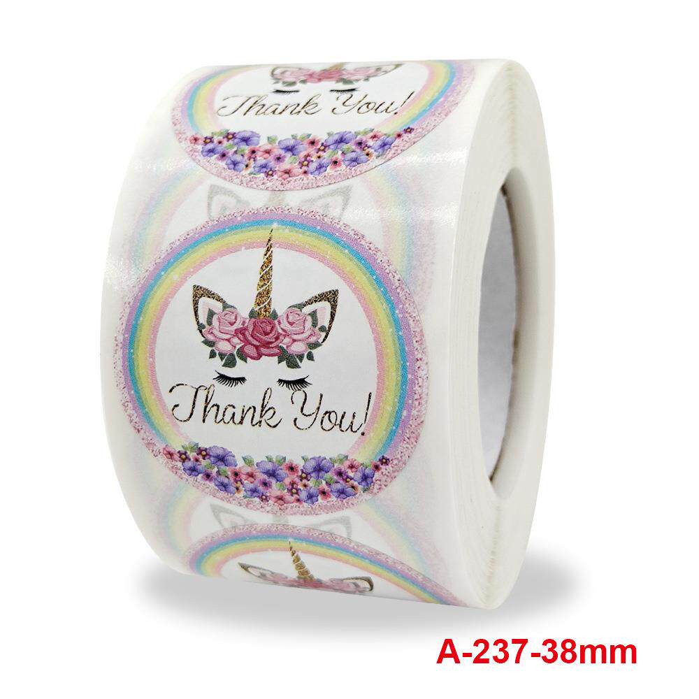 爆款卷装动物花卉谢谢贴纸礼品包装装饰文具不干胶标签500个/卷