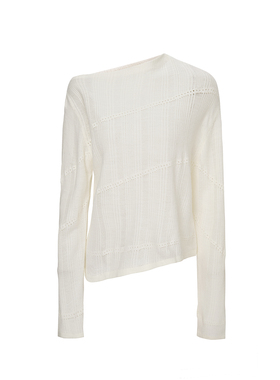 觉织Sensiyarn竹露羊毛一字领斜肩套头衫休闲宽松JZJF109