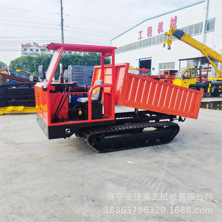 490动力农用履带运输车 5吨翻斗自卸爬山虎 山地运树履带平板车