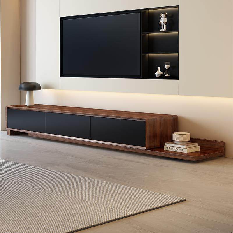 实木电视柜茶几组合小户型客厅家用现代简约轻奢高级感胡桃色地柜