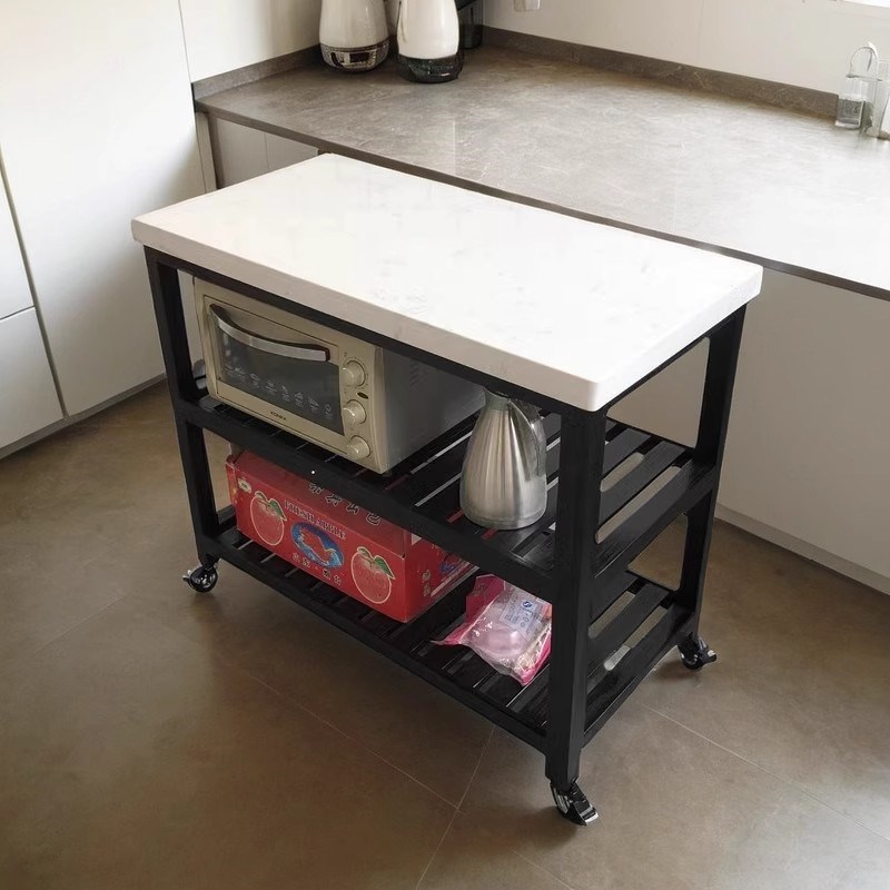 厨房中岛台一体可移动料理台操作台储物柜开放式餐边餐桌收纳柜