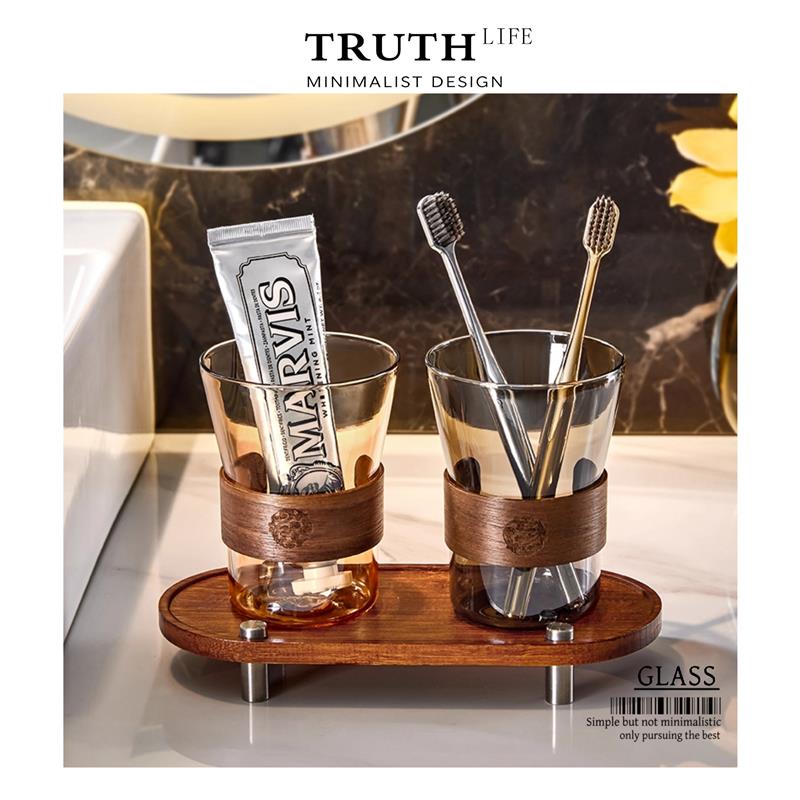 Truthglass漱口杯情侣刷牙杯子高档洗漱牙缸牙具带托盘水杯套装
