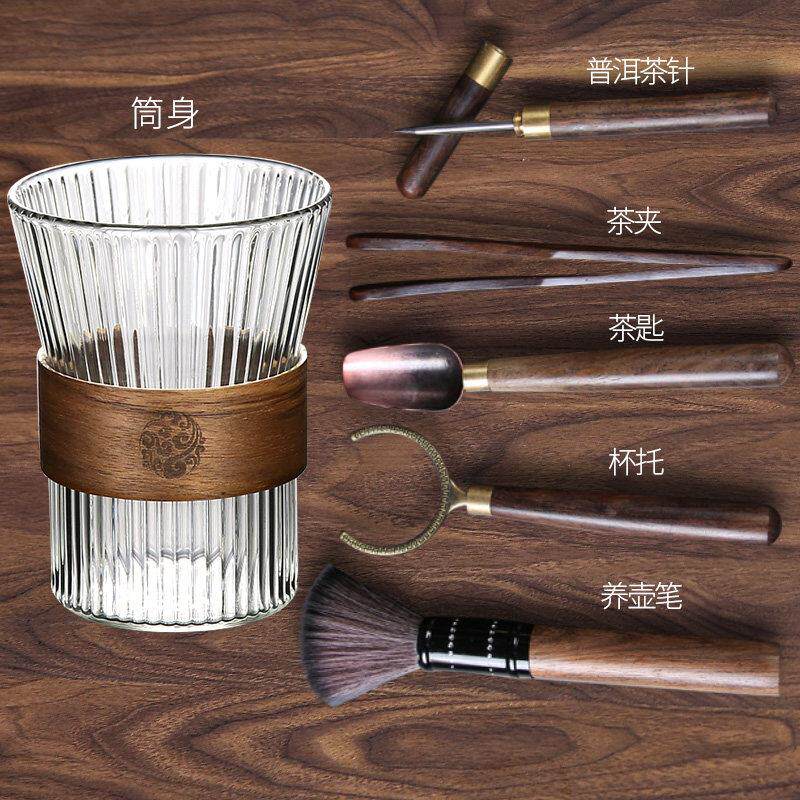 黑檀茶道六君子茶夹功夫茶具配件大全茶勺茶刀泡茶工具6六件套装