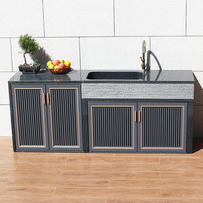 庭院室外铝合金长城板柜门定制做户外防水太空铝格栅免打孔带框门