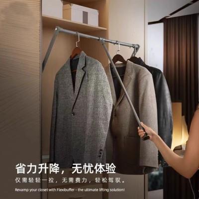 衣柜升降挂衣杆下拉式高柜内顶装可调节伸缩衣架衣橱衣帽间挂衣器