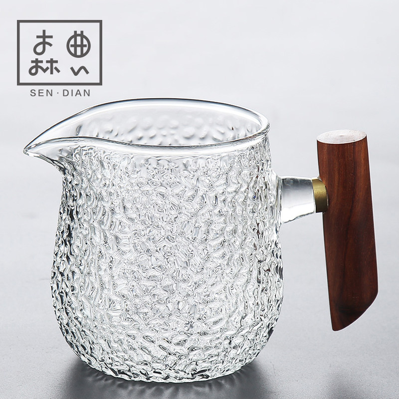 公道杯茶漏一体玻璃分茶器茶海单个网红高档茶具倒茶杯锤纹公杯