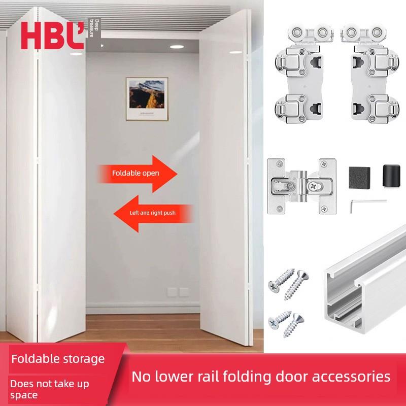 无下轨折叠门挂滑轮五金配件开放式金属衣柜衣帽间顶装式折叠门挂