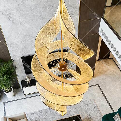 轻奢螺旋楼梯吊灯后现代设计师别墅复式楼挑空艺术芭蕾风铃灯具