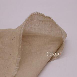 米黄色天丝亚麻布料夏季微筋骨感衬衫汉服褙子时装透气连衣裙面料