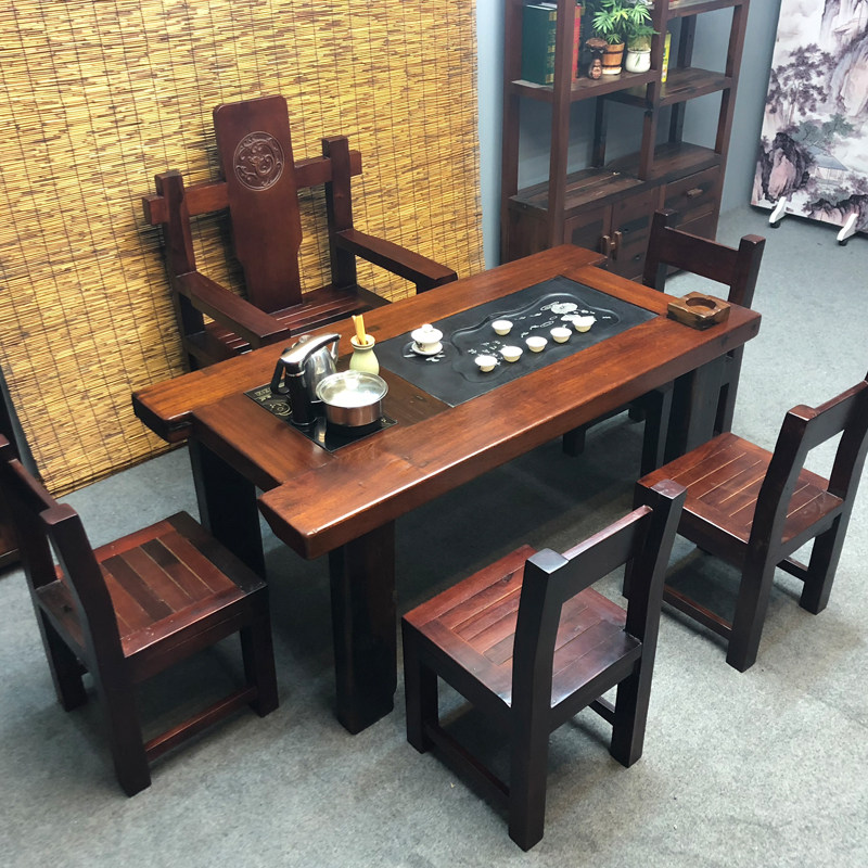 老船木茶桌椅组合实木茶台家用办公室茶几功夫泡茶桌茶具整装一体