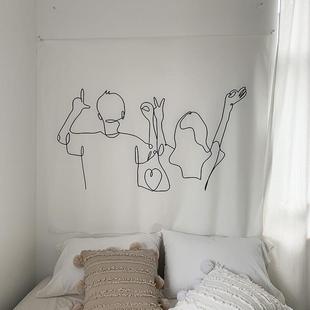 装 小清新简约挂布INS风床头挂布宿舍卧室背景布 饰布置超大号挂画