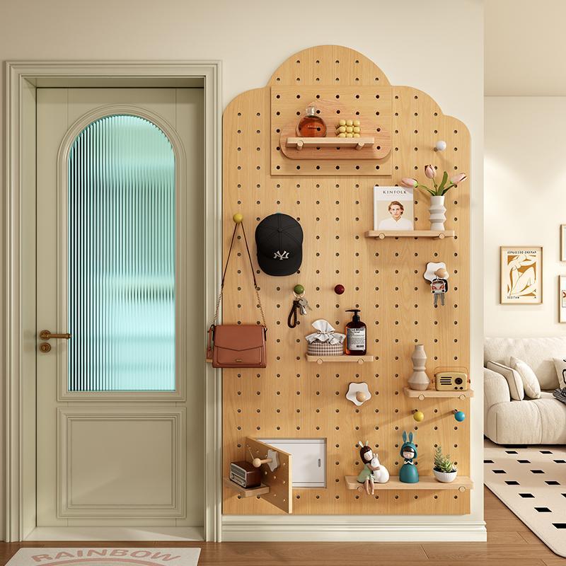 实木洞洞板定制展示架木质桌面墙面书桌收纳墙入户门口玄关置物架