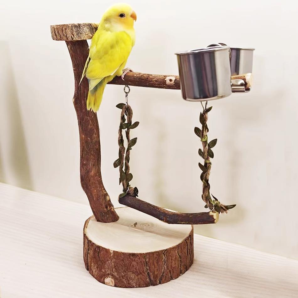 鹦鹉站架树枝鸟站架落地式训鸟架原木玄风站杆站台秋千鸟笼鸟用品