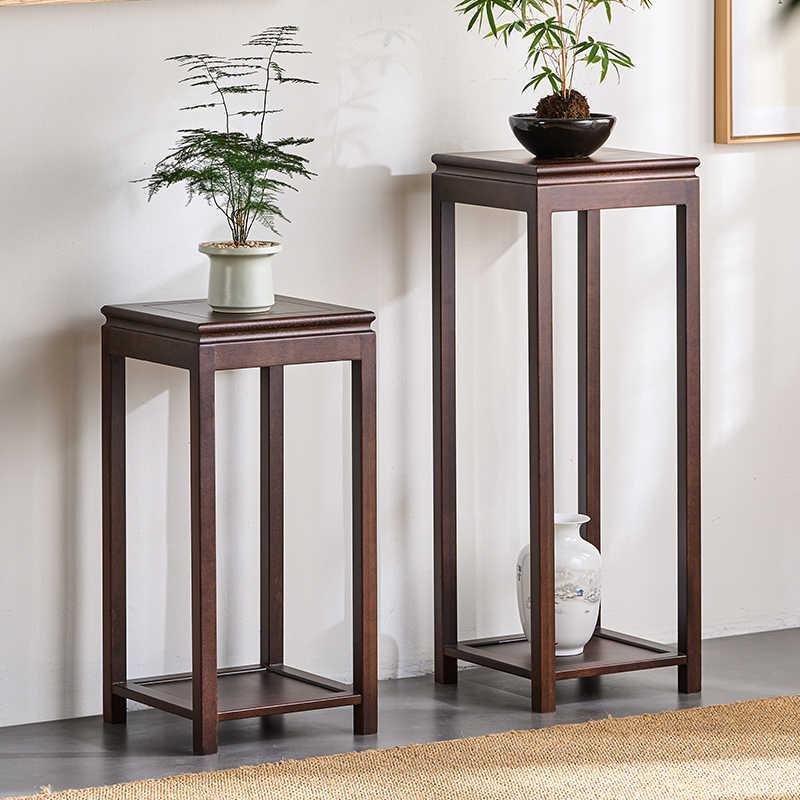 实木花架客厅落地式仿古花梨红木盆景鱼缸简约室内架子新中式多层