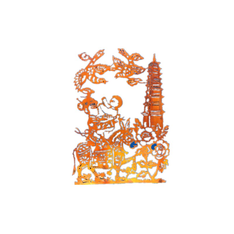 不锈钢剪纸皮影戏雕塑定制大型窗花镂空年画文化人物剪影装饰摆件
