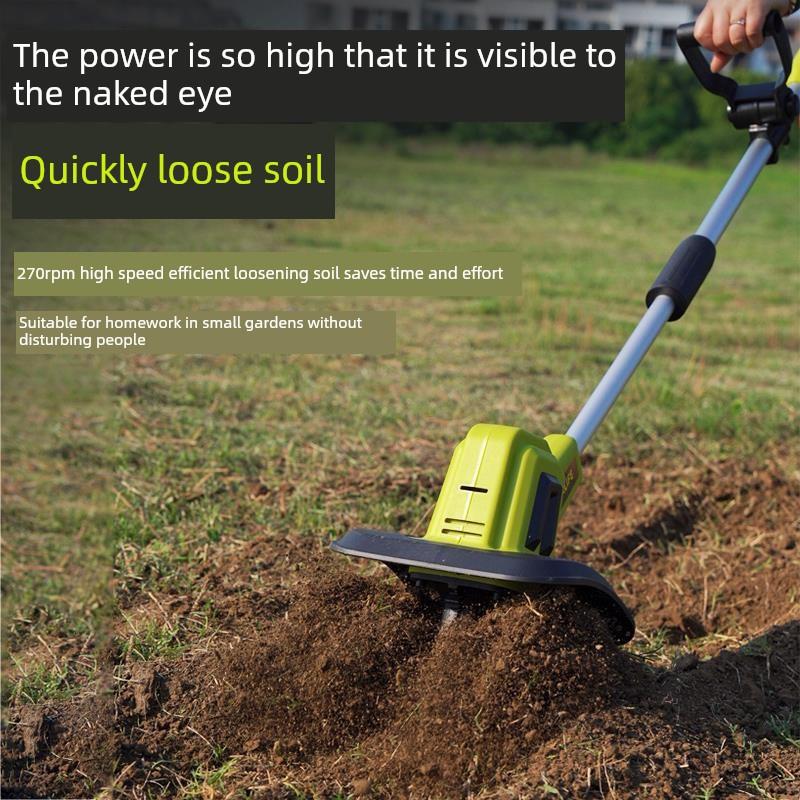 东城手持式锂电池微耕松机农用土壤翻耕机小型家用电动锄头旋耕机