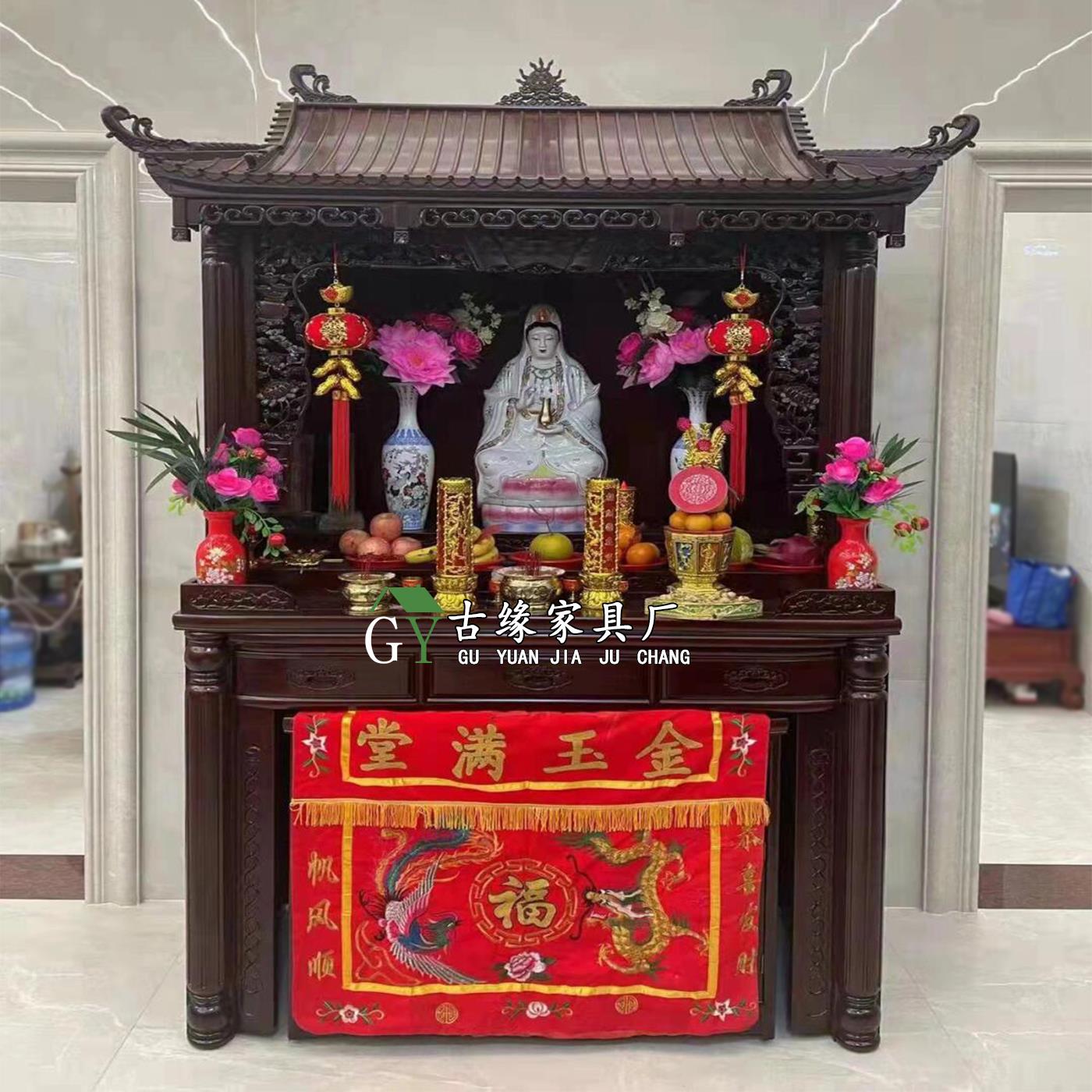 新中式神龛立柜神楼家用菩萨神台观音供奉桌实木佛堂佛龛佛柜定制